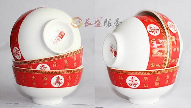 答谢回礼半红寿碗